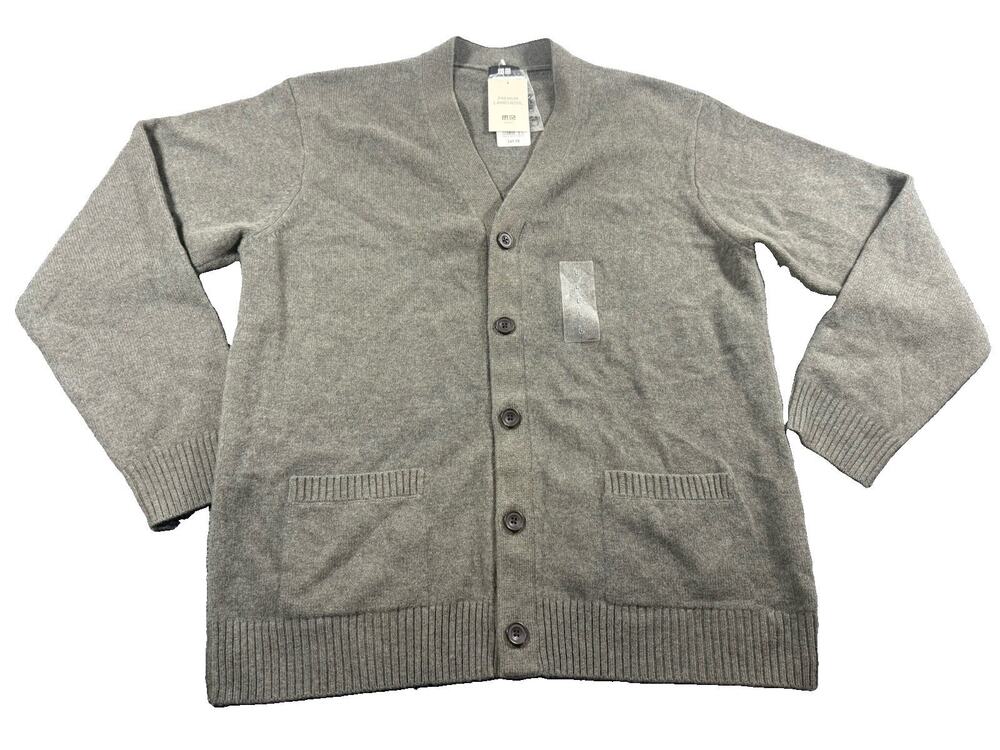UNIQLO Men’s Premium Lambswool V-Neck Cardigan Olive Green Size L NWT